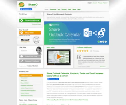 Shareo.com(Sync and Share Outlook Calendar and Contacts) Screenshot