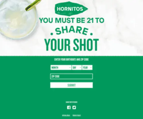 Shareyourshotgiveaway.com(Hornitos Share Your Shot) Screenshot