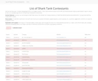 Sharktankcontestant.com(List of Shark Tank Contestants) Screenshot