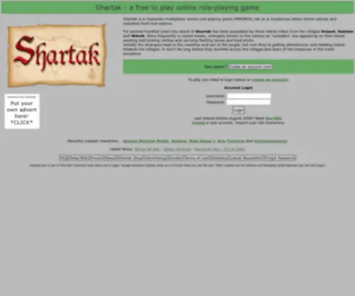 Shartak.com(A free to play browser based online roleplaying game) Screenshot