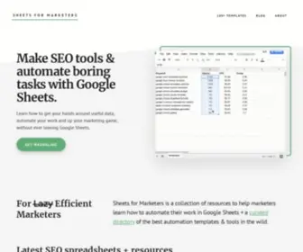 Sheetsformarketers.com(Sheets for Marketers // #1 Place for SEO Tools Built in Google Sheets) Screenshot