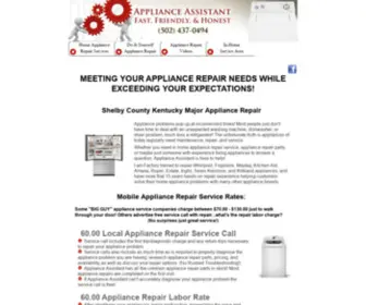 Shelbyvilleappliancerepair.com(Appliance Assistant Appliance Repair Services Fast) Screenshot