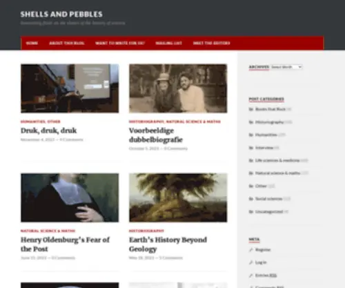 Shellsandpebbles.com(Interesting finds on the shores of the history of science and the humanities) Screenshot