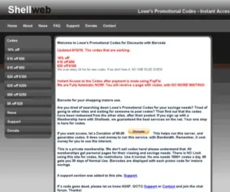 Shellweb.net(Lowes Promotional codes) Screenshot