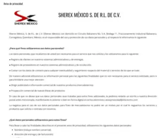 Sherexmx.com(Aviso de privacidad) Screenshot