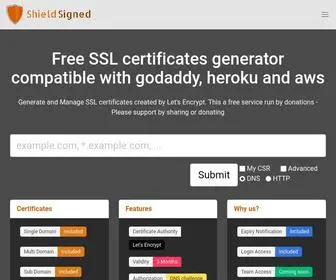 Shieldsigned.com(Generate free SSL certificates for your website) Screenshot
