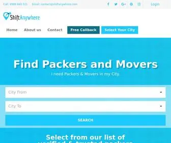 Shiftanywhere.com(Find Packers and Movers Solutions & Services in India) Screenshot