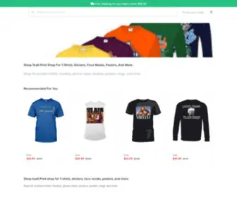 Shop-Tezlii.com(Shop-tezlii Print shop for T-shirts, stickers, face masks, posters, and more) Screenshot