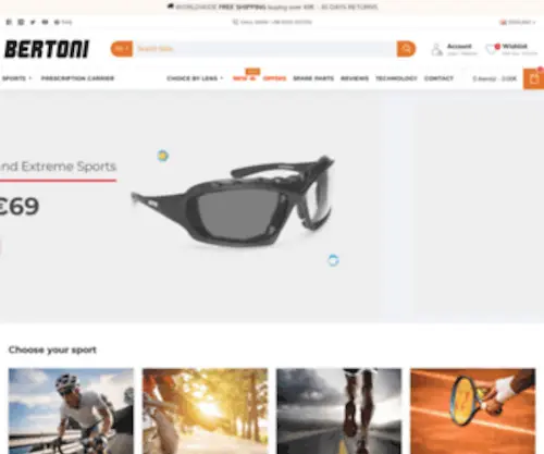 Shopbertoni.com(Occhiali Sportivi Bertoni per Moto Ciclismo Mtb Sci Pesca Skydiving Tiro Running) Screenshot