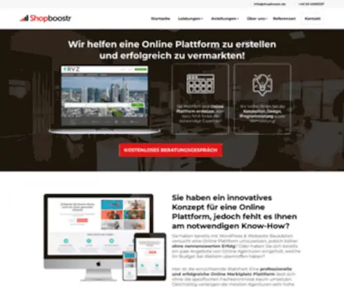 Shopboostr.de(Wir helfen Ihnen dabei eine professionelle Onlione Plattform zu erstellen) Screenshot