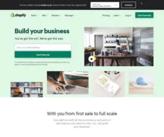 Shopify.co.uk(Start a Business or Grow Your Business with Shopify) Screenshot