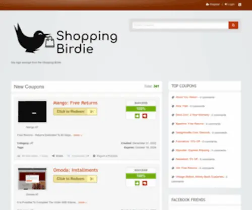 Shoppingbirdie.com(Sky high savings from the Shopping Birdie) Screenshot