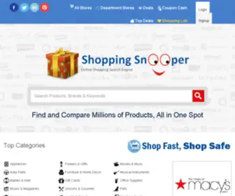 Shoppingsnooper.com(Online Comparison Shopping Search Engine For Best Online Shopping) Screenshot