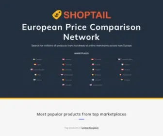 Shoptail.eu(Explore millions of products from thousands of online merchants) Screenshot