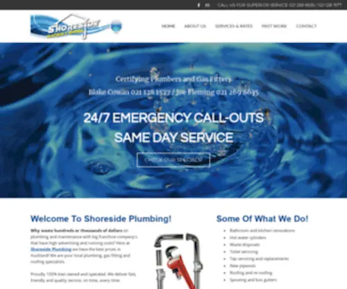 Shoresideplumbing.co.nz(Shoreside Plumbing) Screenshot