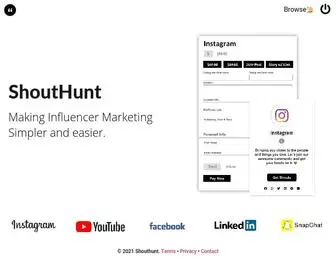 Shouthunt.com(Buy and Sell Shoutouts) Screenshot