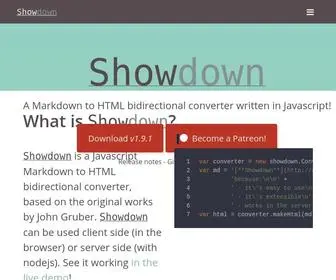 Showdownjs.com(A markdown to HTML converter) Screenshot
