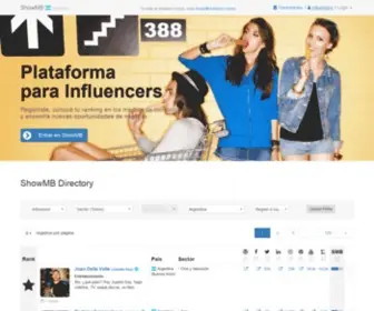 Showmb.com.ar(Plataforma para influencers y de colaboración con marcas) Screenshot