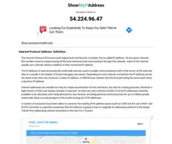 Showmyipaddress.com(WAN IP address information with connection health tools) Screenshot