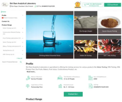 Shriramalab.com(Confectionery Testing Laboratories) Screenshot