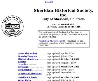 SHS-CO.org(Sheridan Historical Society) Screenshot