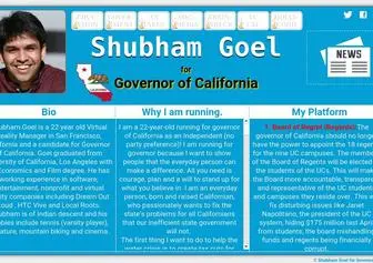 ShubhamGoel.com(Shubham Goel for Governor 2018) Screenshot