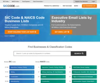 Siccode.com(SIC Code and NAICS Code Search) Screenshot