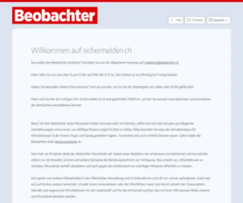 Sichermelden.ch(Whistleblower) Screenshot