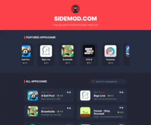 Sidemod.com(Free app game mod/hack/tweak online tool) Screenshot