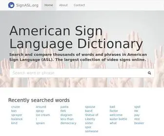 Signasl.org(Search and compare thousands of words and phrases in American Sign Language (ASL)) Screenshot