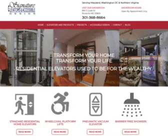 Signatureelevators.com(Home Elevator Company in Rockville) Screenshot