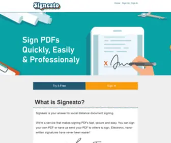 Signeato.com(Easy, Secure & Professional Electronic Signatures) Screenshot
