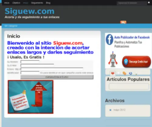 Siguew.com(Seguimiento de enlaces) Screenshot