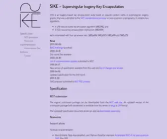 Sike.org(Supersingular Isogeny Key Encapsulation) Screenshot