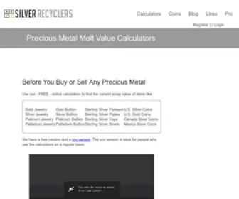 Silverrecyclers.com(Precious Metal Melt Value Calculators) Screenshot