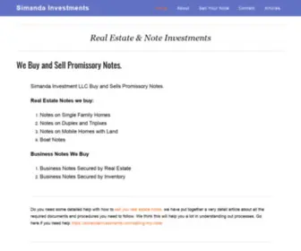 Simandainvestments.com(We Buy and Sell Promissory Notes) Screenshot