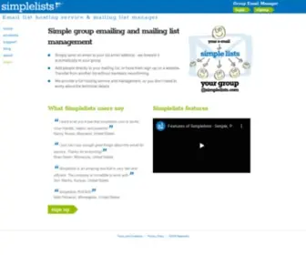 Simplelists.com(Group email services) Screenshot