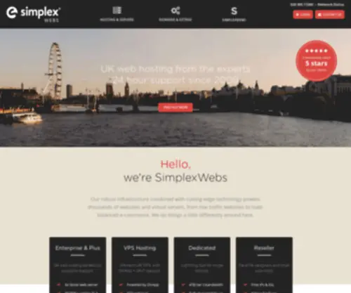Simplexwebs.com(Web hosting company) Screenshot