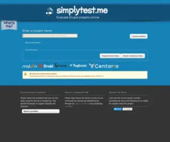 Simplytest.me(Evaluate Drupal projects online) Screenshot