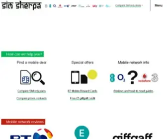 Simsherpa.com(Make an informed decision about which mobile phone network and type of deal) Screenshot