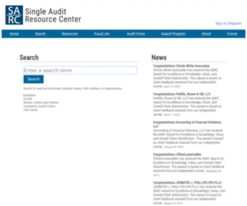Singleaudit.org(Single Audit Resource Center) Screenshot