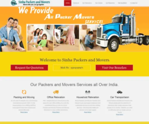 Sinhapackersandmovers.com(Sinha Packers and Movers) Screenshot