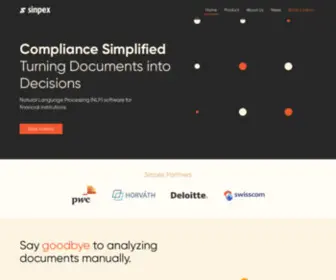 Sinpex.ch(Compliance simplified with artificial intelligence) Screenshot