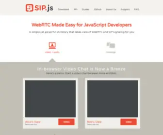 Sipjs.com(SIP Signaling JavaScript Library for WebRTC Developers) Screenshot