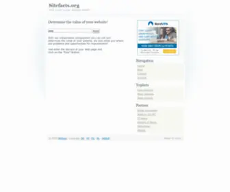 Sitefacts.org(Wat is de waarde van uw website) Screenshot