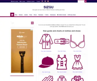 Sizgu.com(Tabuľky veľkosti oblečenia a topánok) Screenshot