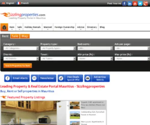 Sizzlingproperties.mu(Buy or Rent Real estate property in Mauritius) Screenshot