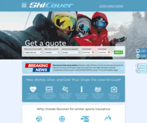 Skicover.com(Ski Insurance) Screenshot