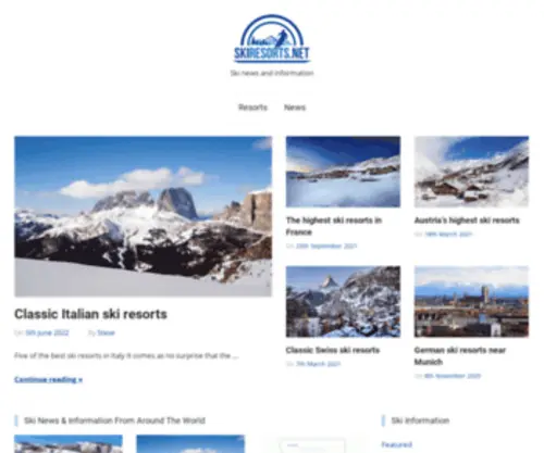 Skiresorts.net(Ski resorts network) Screenshot