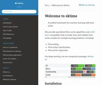 Sktime.org(Sktime documentation) Screenshot